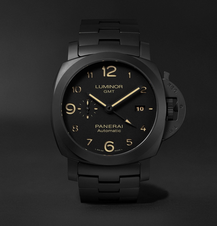 Photo: Panerai - Luminor Tuttonero GMT Automatic 44mm Ceramic Watch, Ref. No. PAM01438 - Black