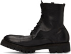 Guidi Black Leather Lace-Up Boots