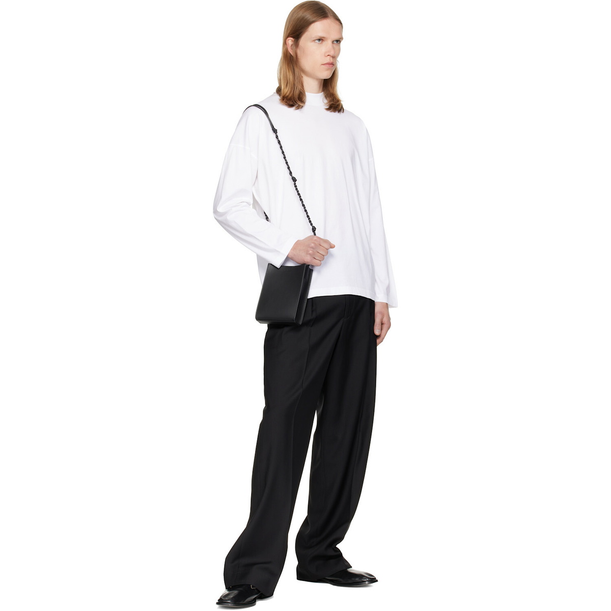 Jil Sander White Cotton Mock-Neck T-shirt