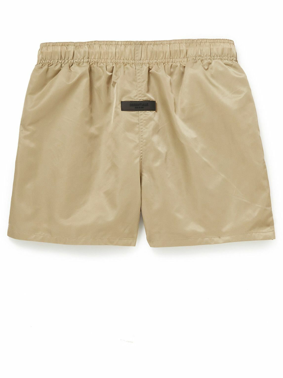 FEAR OF GOD ESSENTIALS - Straight-Leg Logo-Flocked Cotton-Blend Jersey Drawstring  Shorts - Brown Fear Of God Essentials