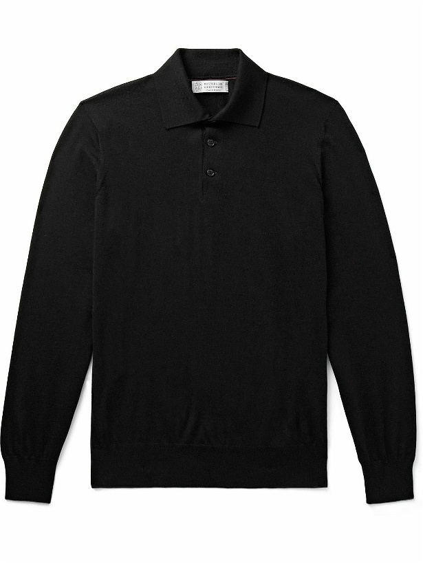 Photo: Brunello Cucinelli - Virgin Wool And Cashmere-Blend Polo Sweater - Black