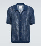 King & Tuckfield - Openwork cotton and linen bowling shirt