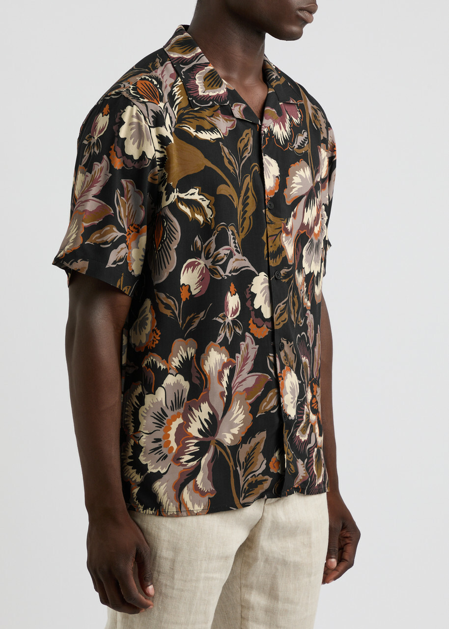 Wax London Didcot Floral-print Shirt Black