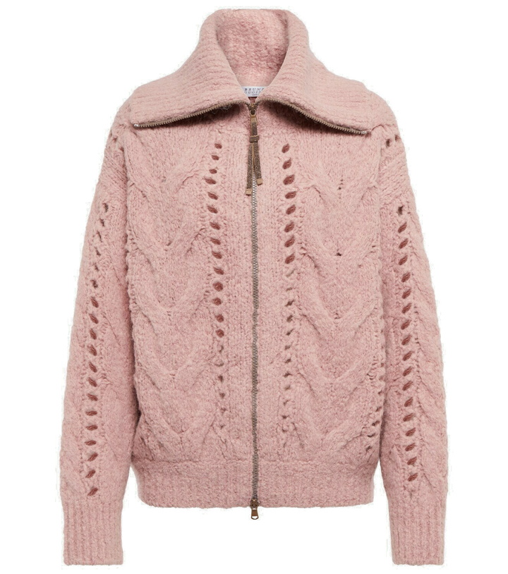 Photo: Brunello Cucinelli - Open-knit alpaca wool-blend cardigan