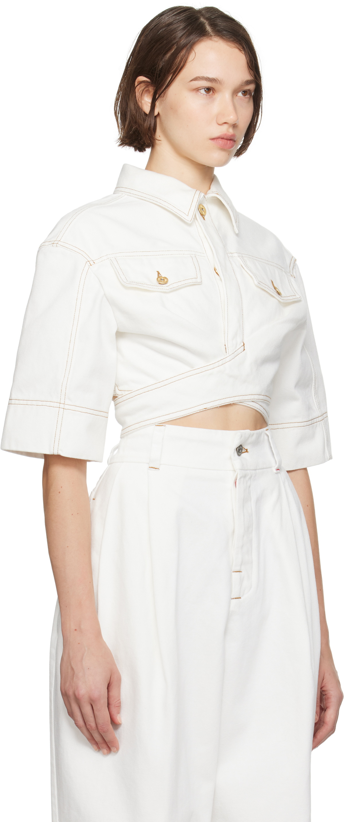 JACQUEMUS White La Casa 'Le haut de-Nîmes' Denim Shirt Jacquemus