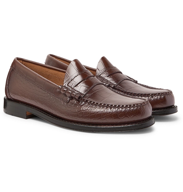 Photo: G.H. Bass & Co. - Weejuns Larson Croc-Effect Leather Penny Loafers - Brown