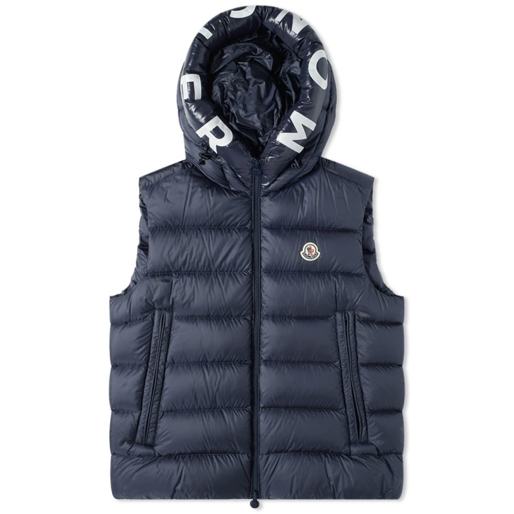Photo: Moncler Montreuil Hooded Logo Down Gilet
