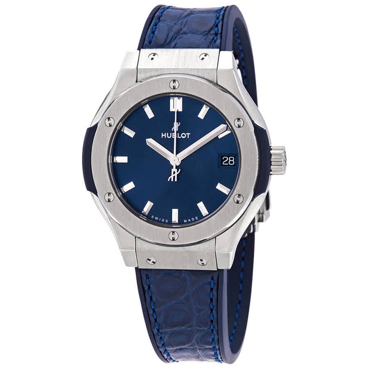 Photo: Hublot Classic Fusion Blue Dial Blue Leather Ladies Watch 581.NX.7170.LR