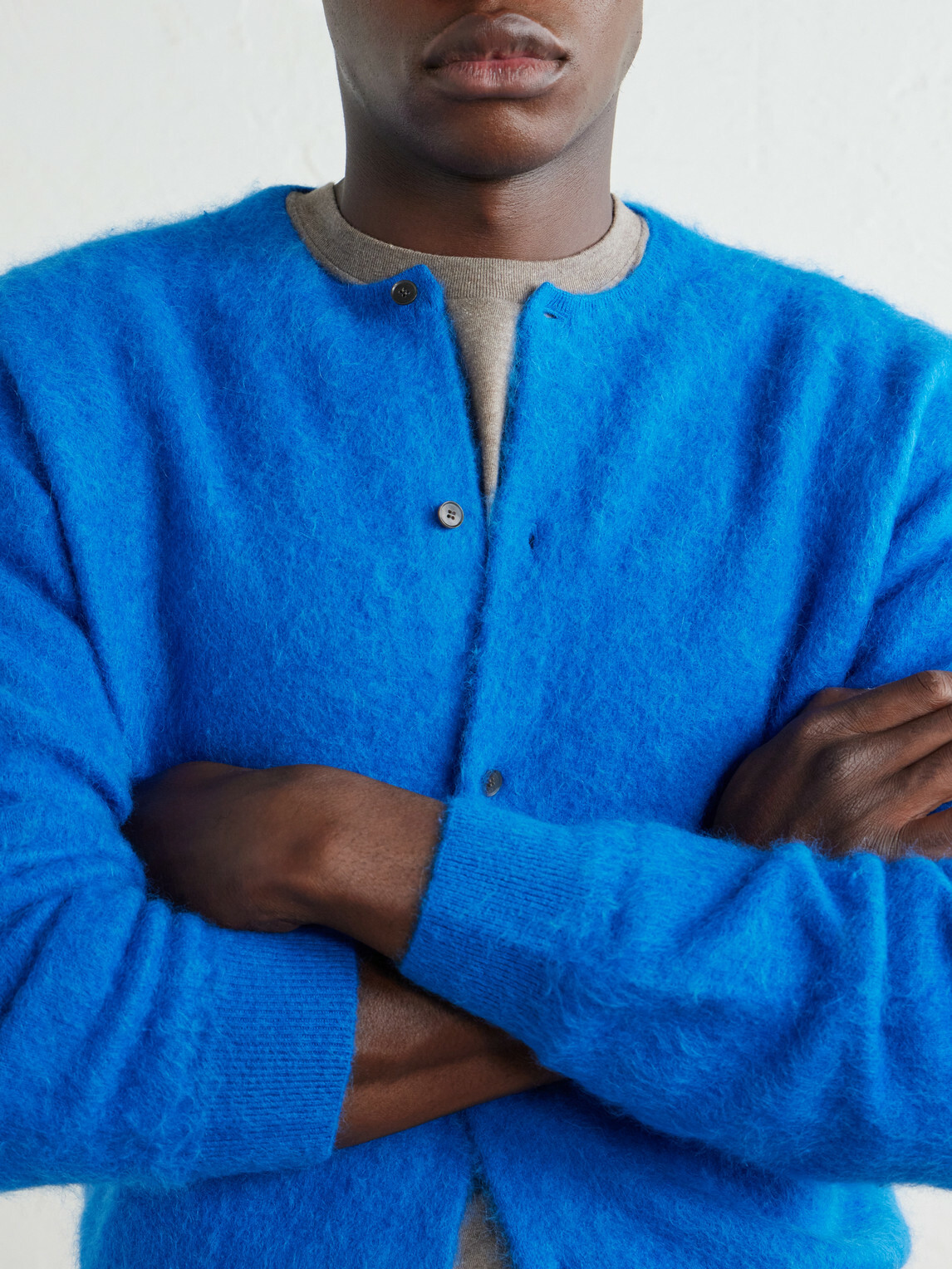 Auralee - Garment-Dyed Alpaca Cardigan - Blue