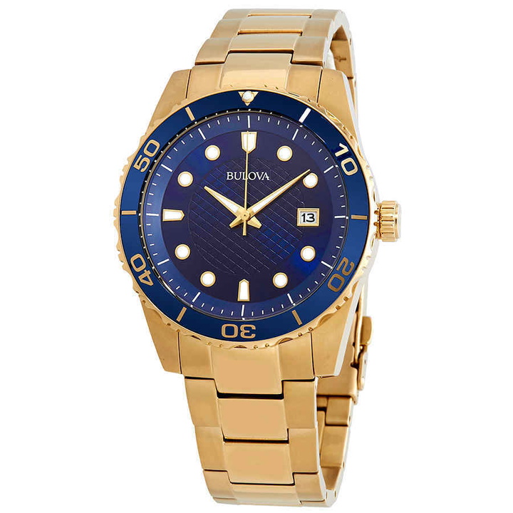 Photo: Bulova Sport Blue Dial Yellow Gold-tone Mens Watch 98A197