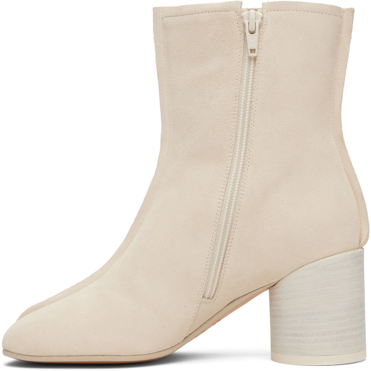 MM6 Maison Margiela Off-White Suede Anatomic Stitch Toe Ankle Boots