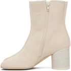 MM6 Maison Margiela Off-White Suede Anatomic Stitch Toe Ankle Boots