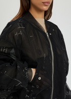 Rick Owens Secchia Flight Printed Tulle Bomber Jacket Black