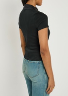 Veronica Beard Kearney Ribbed Stretch-cotton Polo Shirt Black
