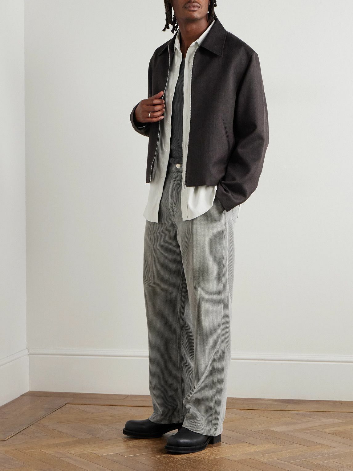 mfpen - Straight-Leg Cotton-Corduroy Trousers - Gray