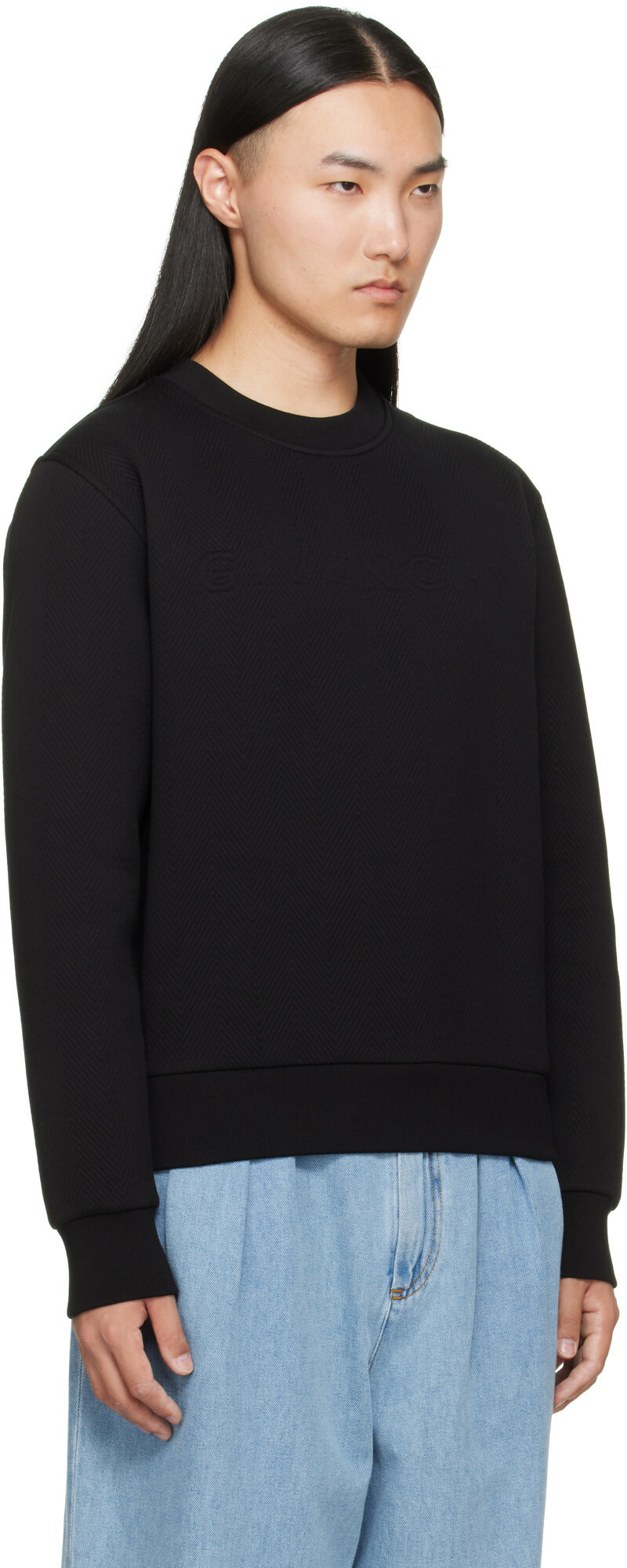 Givenchy Black Herringbone 'Givenchy Jacquard' Sweatshirt