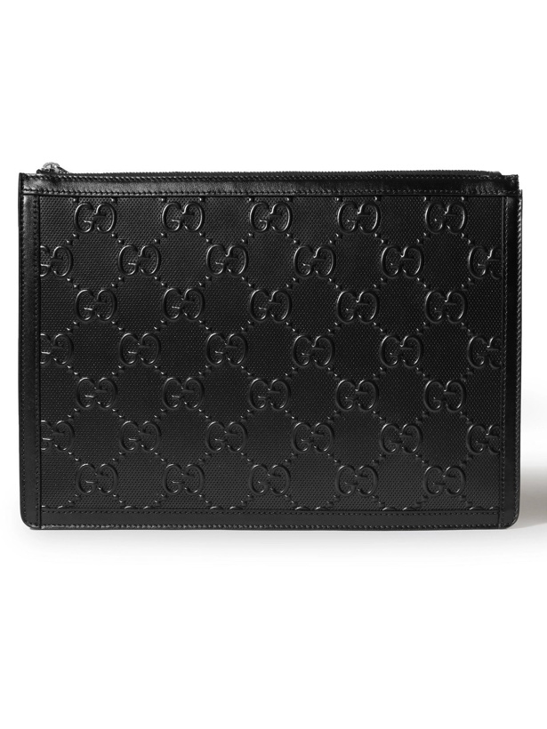 Photo: GUCCI - Logo-Embossed Perforated Leather Pouch