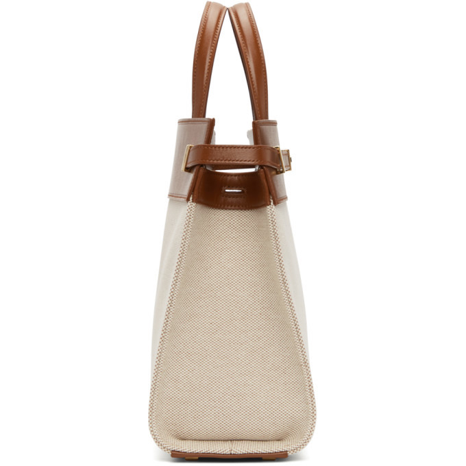 Manhattan Large Canvas And Leather Tote Bag in Beige - Saint Laurent