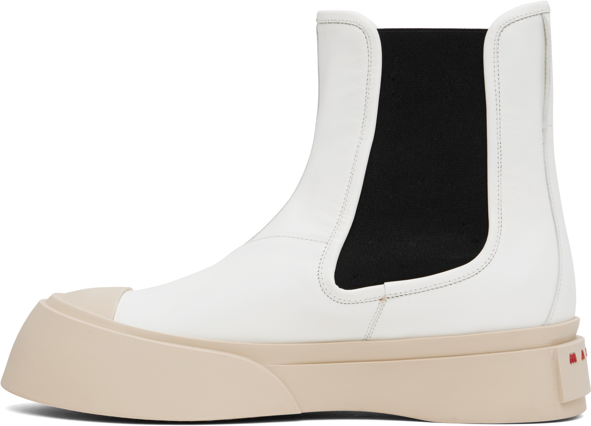 Marni White Leather Pablo Chelsea Boots