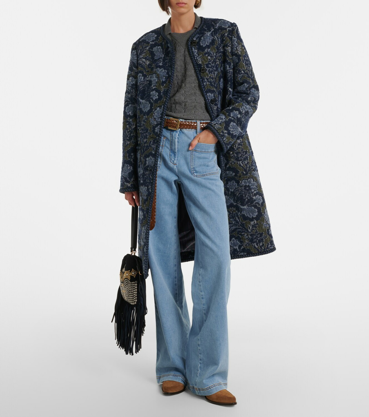 Etro Cable-knit wool polo sweater