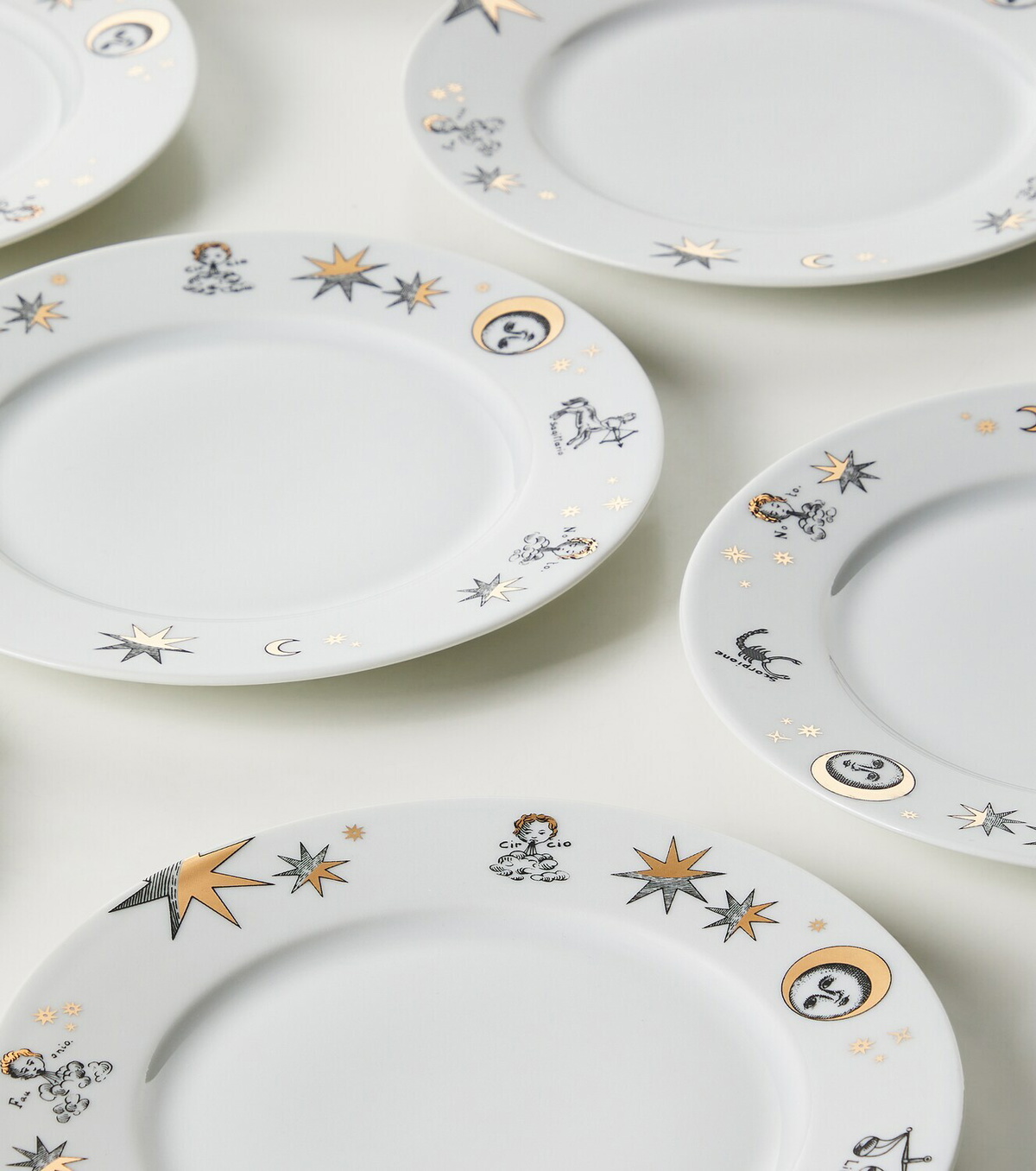 Fornasetti Astronomici set of 12 porcelain dessert plates
