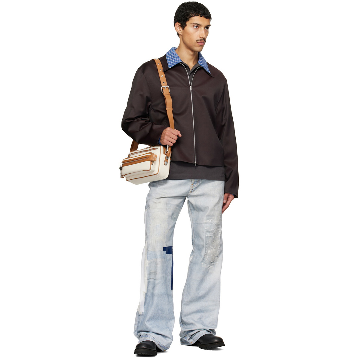 Acne Studios Beige & Brown Camero Party Canvas Bag