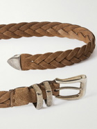 Brunello Cucinelli - 2.5cm Braided Suede Belt - Brown