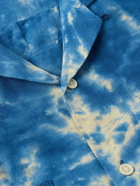 Corridor - Convertible-Collar Tie-Dyed Cotton and Linen-Blend Shirt - Blue