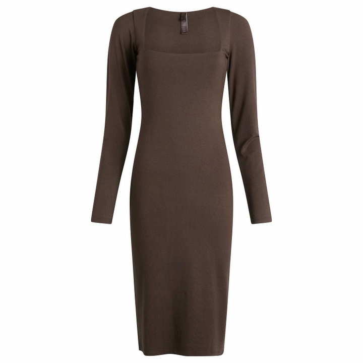 Photo: SKIMS Women's Smooth Layers Long Sleeve Midi Dress in Espresso