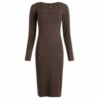 SKIMS Women's Smooth Layers Long Sleeve Midi Dress in Espresso