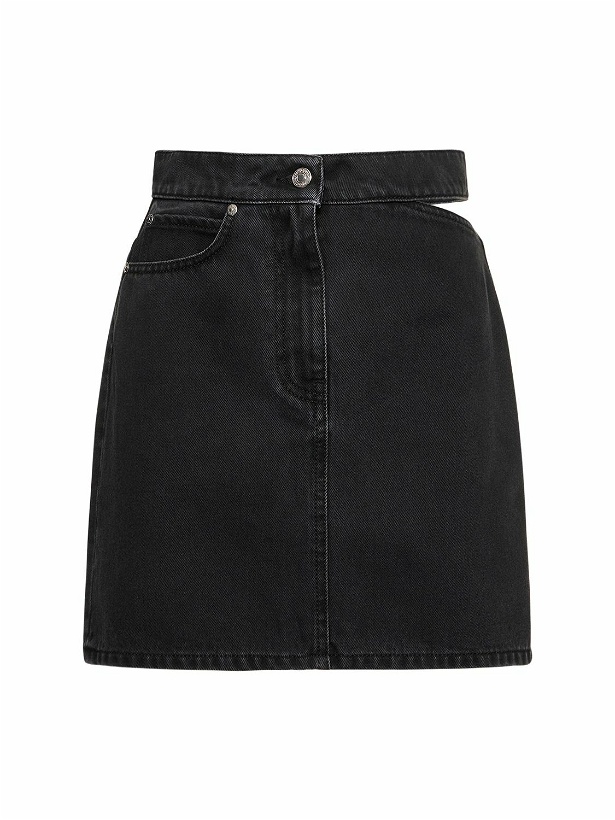 Photo: MSGM - Cotton Denim Mini Cutout Skirt
