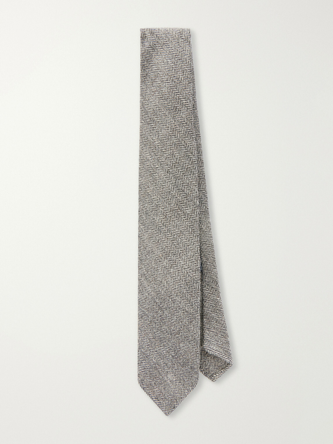 Drake's - 7cm Herringbone Shetland Wool-Twill Tie - Gray