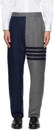 Thom Browne Gray & Navy 4-Bar Trousers