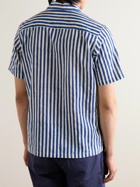 Drake's - Camp-Collar Striped Cotton Shirt - Blue