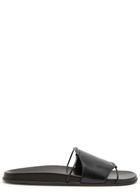 The Row Vivienne Leather Sliders Black