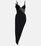 David Koma Asymmetric cutout floral-appliqué midi dress