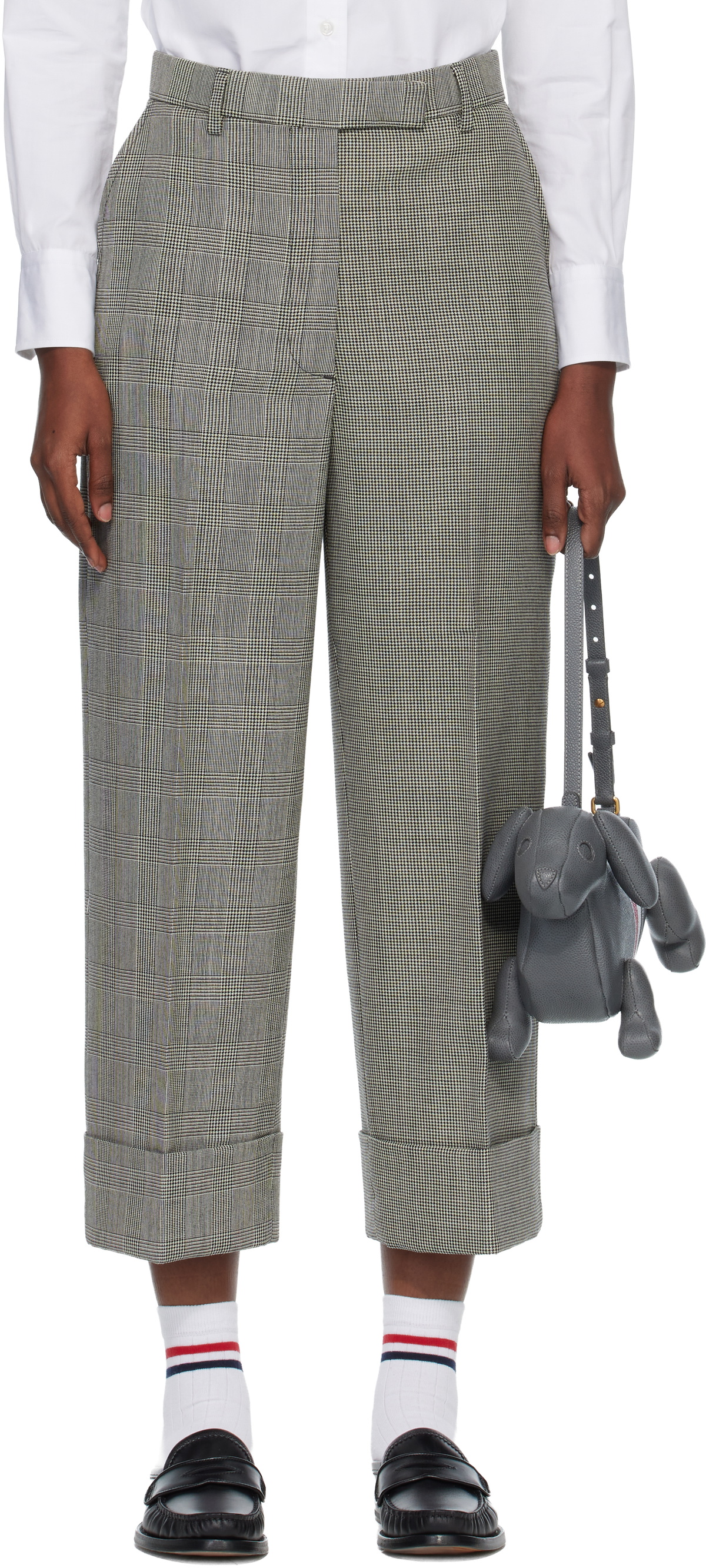 Thom Browne Black & White High Waisted Straight Leg Trousers