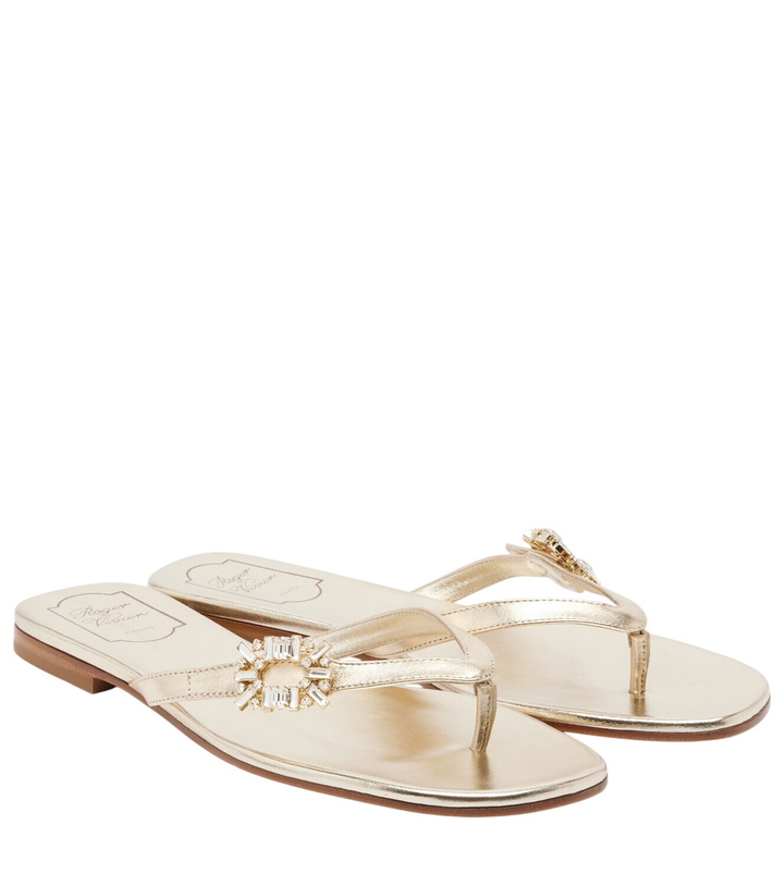 Photo: Roger Vivier Embellished metallic leather thong sandals