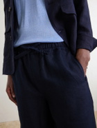 Saman Amel - Brisbane Straight-Leg Linen Drawstring Shorts - Blue