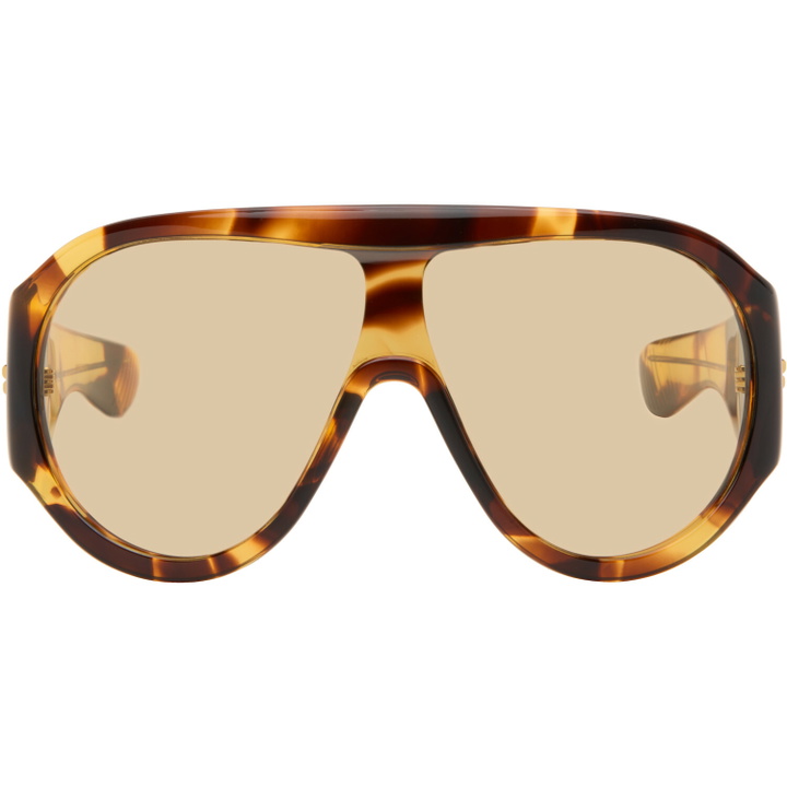 Photo: Bottega Veneta Brown Scudo Shield Sunglasses