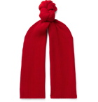 Johnstons of Elgin - Ribbed Cashmere Scarf - Red