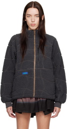 Dime Gray Coverstitch Sherpa Fleece Jacket