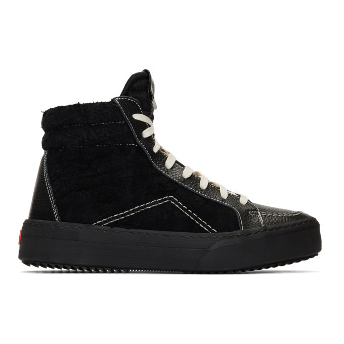 Photo: Rhude Black Suede Leather V1 Hi Sneakers