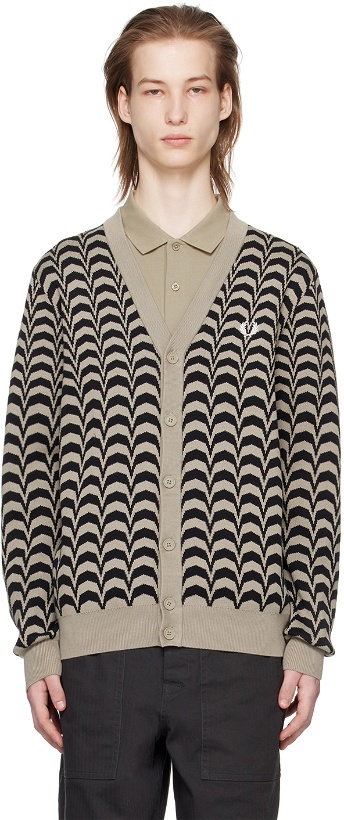 Photo: Fred Perry Taupe & Black Jacquard Cardigan