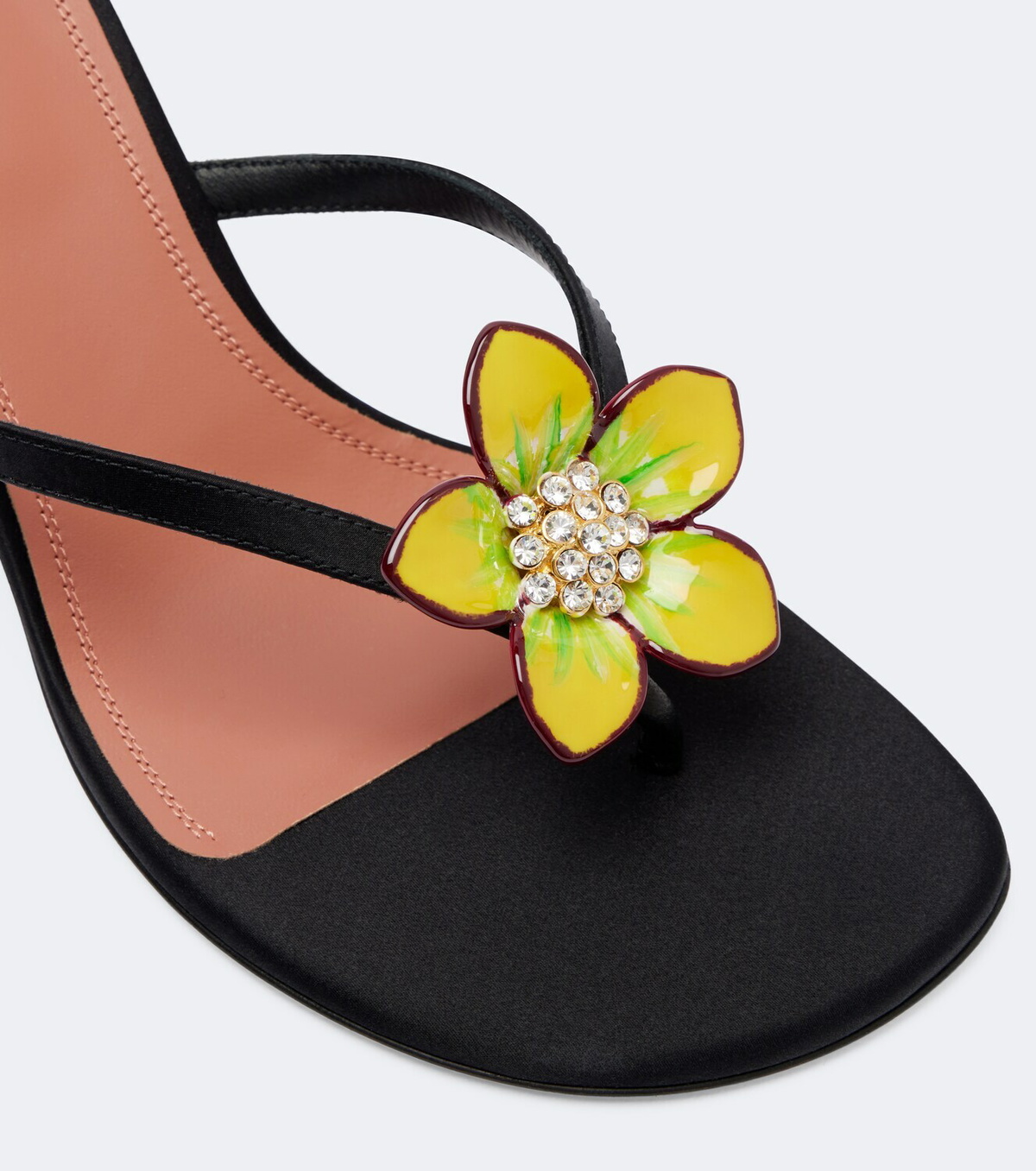 Amina Muaddi Vittoria embellished satin thong sandals