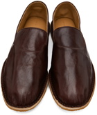 Dries Van Noten Burgundy Crinkled Leather Loafers