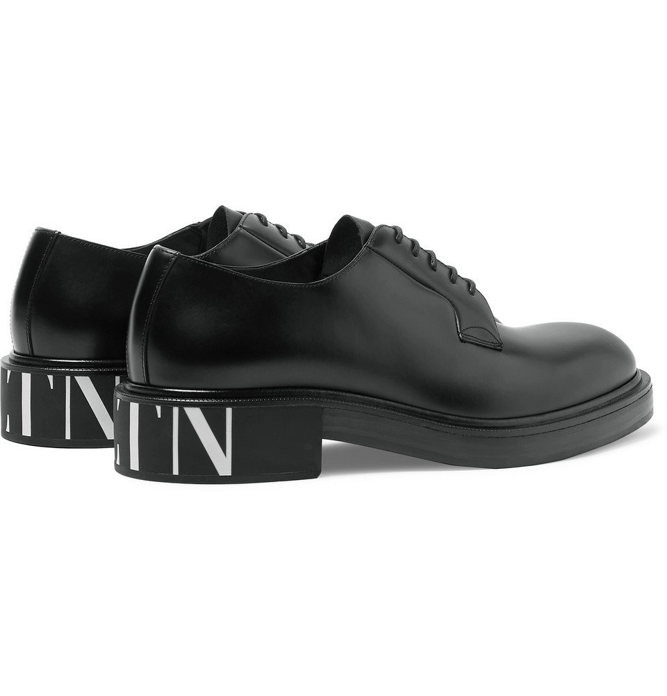 Valentino - Valentino Garavani Logo-Print Leather Derby Shoes - Men - Black
