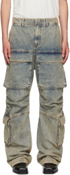 Entire Studios Blue Heavy Denim Cargo Pants