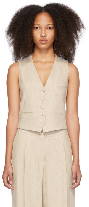 Photo: Rosetta Getty Beige Ramie Tailored Vest