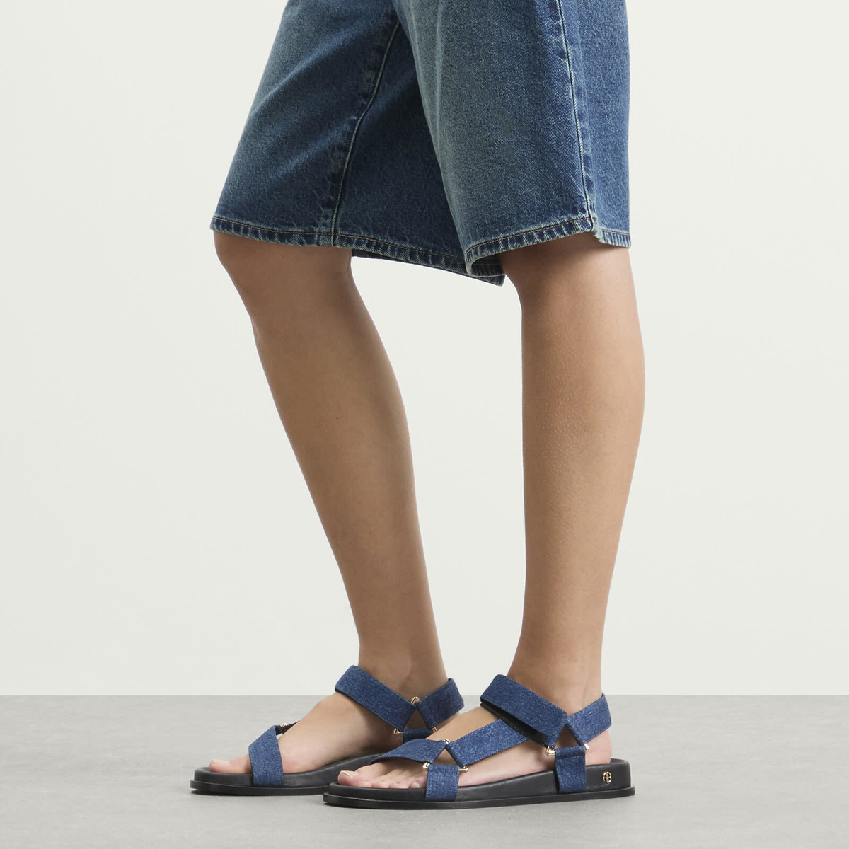 Anine Bing Women's Jess Denim Sandals in Tux Blue
